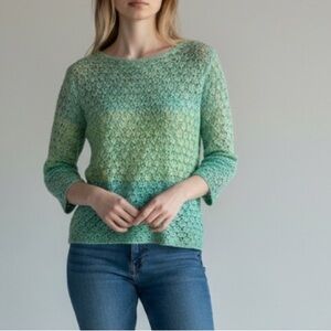 Vintage Handmade Crochet Aqua knit sweater mermaid Fairycore boho Western vibes